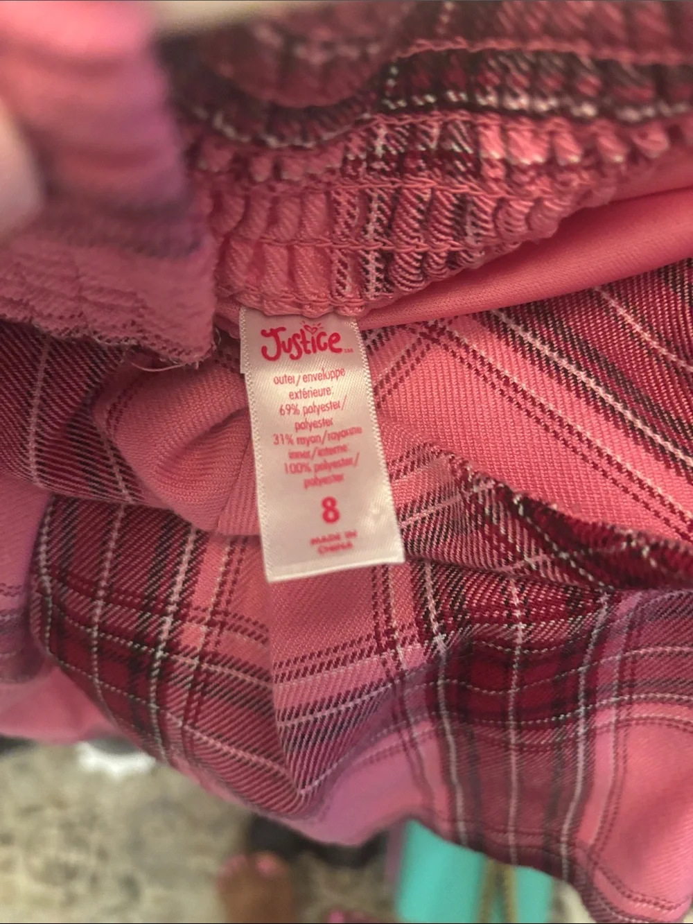 Justice Pink Plaid Pleated Skater Skirt
